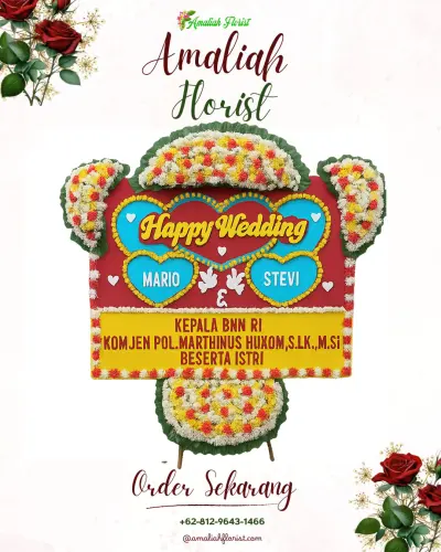 Karangan Papan Bunga Pernikahan di Setiawargi